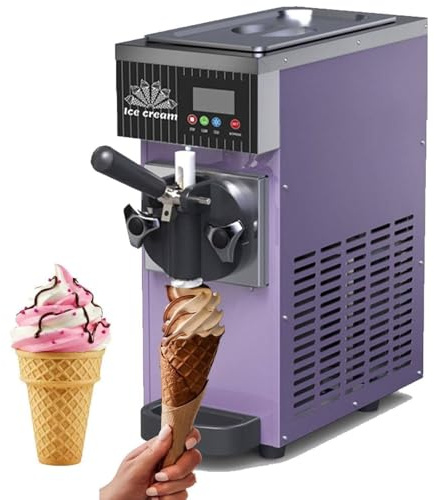 Soft Serve Heladera Multiusos Profesional - 450/750W, Capacidad 2.5L/3.5L, Preenfriamiento, Limpieza Automática, Ice Cream Maker Para Gelato(Purple,450W)