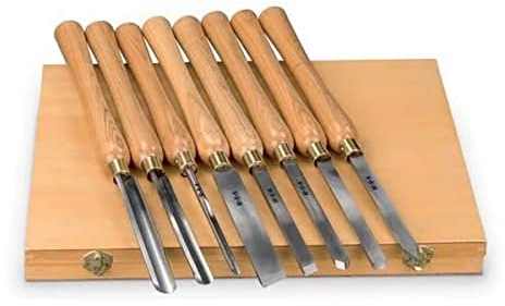 Holzstar Drechselmesser-Set 8-teilig (3x Hohlbeitel, 1x Abstechbeitel, 1x Schruppstahl, 1x Rundbeitel, 2x gerade Drechselbeitel) 5931011