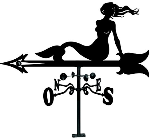 Arthifor - Veleta de Viento con Silueta de Sirena – Decoración metálica Resistente para tejado, jardín, Patio o Granero – Estilo Retro, fácil instalación