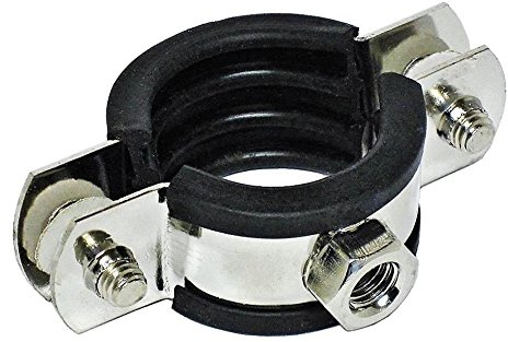 Edelstahl Rohrschelle aus V4A mit Gummieinlage 63-67 mm