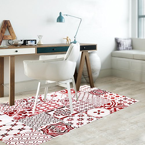 VINILIKO Design | Alfombra Vinílica Lisboa Rojo 66x100 cm - Antideslizante, Impermeable, Lavable - Varios Tamaños - Alfombra Vinilo Salón, Cocina