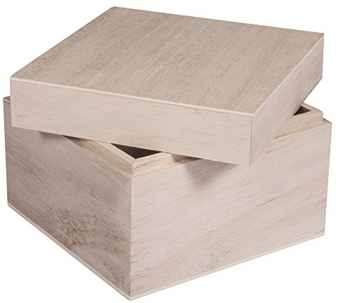 Rayher Aufbewahrungs-/Holz-Box, mit Deckel, 12x12x9cm, Holzkiste, Holzschachtel mit abnehmbarem Deckel, FSC Mix Credit, 62816000