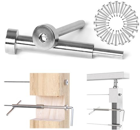 Muzata Kabel-Geländer-Set, unsichtbare Spannschnalle, 1/8 Zoll, 20 Paar, Swage Gewindestift, Sechskantkopf, Empfängerklemme für Holz & Metall Pfosten mit Inbusschlüssel CR26
