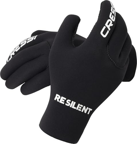 Cressi Black Gloves Resilient Guantes de Neopreno 3mm para apnea y Buceo, Adultos Unisex, Negro, S