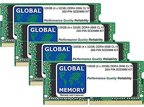 128GB (4 x 32GB) DDR4 2666MHz PC4-21300 260-PIN SODIMM Memoria RAM Kit para PORTÁTILES/NOTEBOOKS