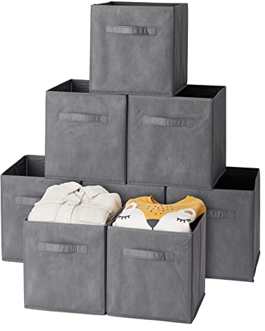 MATANA 8 Faltbare Würfel Aufbewahrungsboxen (28x28x28cm) - Faltbox Organizer für Kleidung, Schuhe, Spielzeuge, Handtücher, Kinderzimmer - Stabil & Praktisch (Grau)