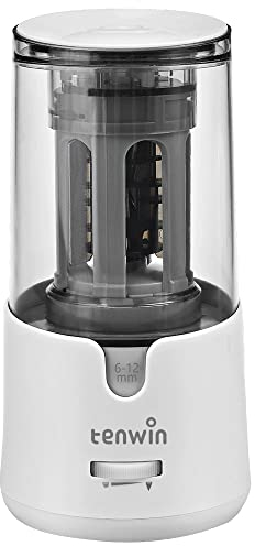 Elektrischer Bleistiftspitzer für Buntstifte, schneller Anspitzer für 6–12 mm Bleistifte, robust, für Büro, Schule, Klassenzimmer, Zuhause, tragbar, Auto-Stop (weiß)