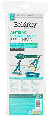 Beldray LA080813UFEU7 Antibac Refill Head, Replacement Pad LA026477PK10UFEU Easy Wring Sponge Mop, No Streaks & Drips, Strong & Durable, Grey/Blue, 30.5 x 10.5 x 3 cm