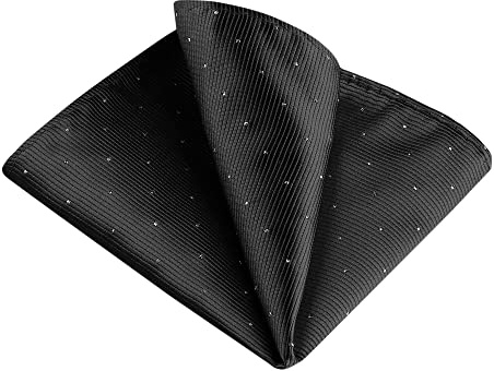 Allegra K Men's Pocket Squares Classic Satin Polka Dots Solid Color Handkerchiefs for Wedding Business One Size Black