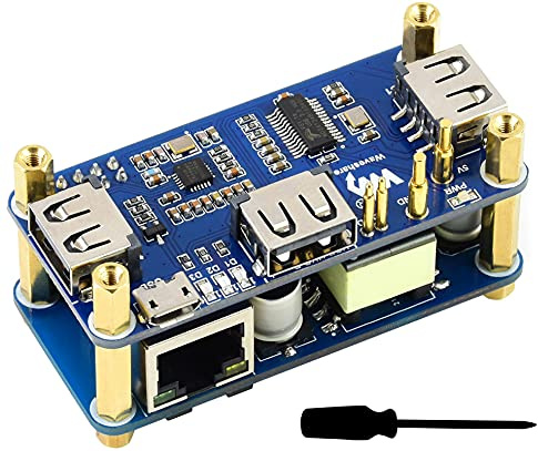 Power Over Ethernet (PoE) Ethernet/USB HUB HAT per Raspberry Pi Zero/Zero W/Zero WH, 3 porte USB 2.0, porta Ethernet RJ45 802.3af-Compliant