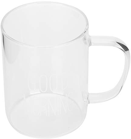 Jenngaoo Tazze da Caffè in Vetro, Tazze in Vetro Trasparente con Manico, Tazza da Caffè Al Latte per Cappuccino, Latte, Tazza da Tè Grande 350ml - 3,2 X 4,1 Pollici(Lettera bianca)