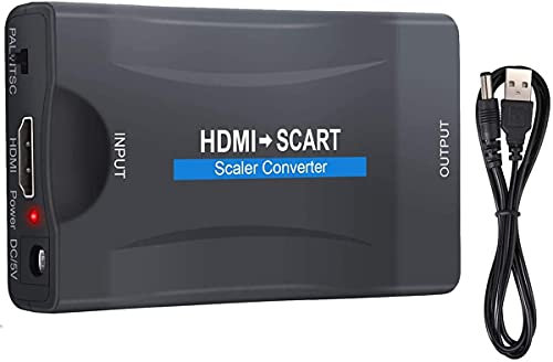 HDMI to SCART Converter Adapter Cable - Convert Digital 1080P Video and Audio Signal to Analog CVBS Signal, Support PAL/NTSC Formats