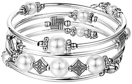 Bulinlin Damen Wickelarmband aus Natur Achat Stein Mehrschichtiges Perlen Silber Armkette Valentinstag Modeschmuck Geschenk