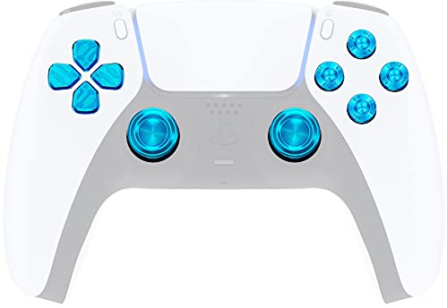 eXtremeRate Metal Thumbsticks Dpad ABXY Buttons for ps5 Controller, Custom kit Replacement Aluminum Analog Thumbsticks & Action Buttons & Direction Keys for ps5 Controller - Blue