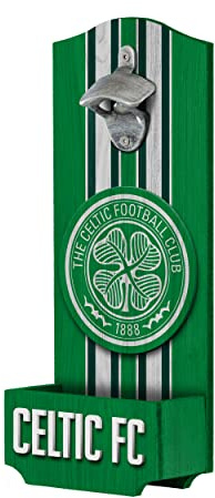 FOCO Scottish Premiership SPFL Football Cetlic Fan Wooden Wall Mounted Bottler Opener with Catcher