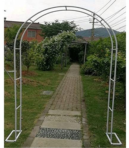 SMYORR Arceau De Jardin,Gloriette De Jardin Fer Forge, Metal Arche Jardin Avec Socle,Pergola Arceau À Rosiers Pour Plantes Grimpantes/White / W2.86xH2.2m