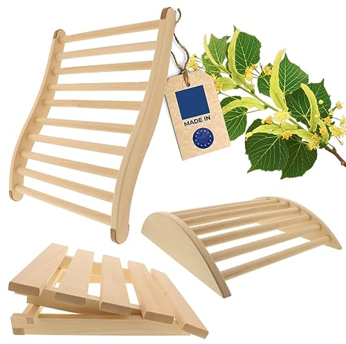 HOFMEISTER® Sauna-Set: Ergonnomische Rückenlehne, Kopfstütze & Beinstütze - Wellness-Geschenkset für Paare und Saunagänger, Saunazubehör aus Lindenholz
