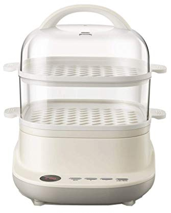 REJOON Vaporiera elettrica for Alimenti, vaporiera for Verdure, cestelli impilabili a Due Piani con Timer, Diametro 32 cm