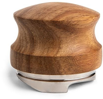 VIENESSO Distributor zur Extraktion des Kaffeepucks - Barista Kaffeeverteiler für Siebträger mit einstellbarer Höhe I Hochwertige Verarbeitung aus Edelstahl und Holz- inkl. Ablage I Tamper (53 mm)