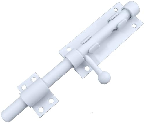 Litensh Türriegel für Schiebetore, Abschließbare Bolzenriegel Torriegel Vorhängeschloss 304 Edelstahl Riegelschloss Türschloss Türschnalle Torschieber Schlossriegel 14mm Durchmesser Weiß 8 Zoll
