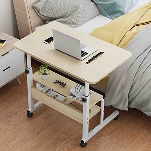 PRUJOY Tavolo servitore con Ruote Tavolo elevatore da Comodino Tavolo per Computer Portatile Letto Tavolo elevatore Mobile per Uso Domestico Uso Medico ospedaliero (Log Color)
