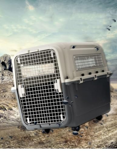 Pet Transporter Carrier Box | Dog Cat Travel Crate with Metal Door | Secure Lock Ventilated Design | Portable Pet Cage for Car Travel Vet Visits (Size E)