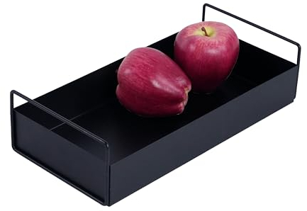 CeleBig® Deko Tablett Rechteckig | Tragetablett und Dekotablett aus Metall Schwarz | Serviertablett | Tischdeko | Adventskranzhalter | Halter für Kerzen | Zeitloses Design | Geschenkidee | Schwarz