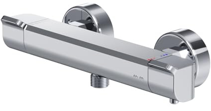 Duscharmatur Thermostat, Duschthermostat, Brausethermostat Brausearmatur, Thermostatbrausebatterie, Mischbatterie Dusche mit Verbrühschutz bei 38℃, Armatur für Dusche, AM.PM Flash FNA40000, Chrom