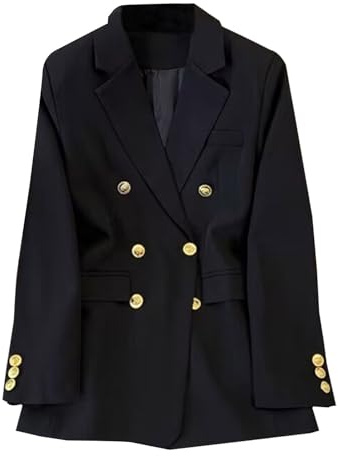 Generico Blazer d'Hiver pour Femme Curvy Slim Fit de Travail Surdimensionné Léger Cardigan Classique Noir Bureau Business Grande Taille Veste