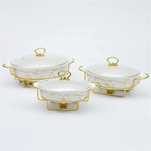QAUUCP Chafing Dish Buffet Set 1pc Hotel & Restaurant Supplies Ceramics Chafing Dish Luxury Buffet Food Warmers(1.2L)