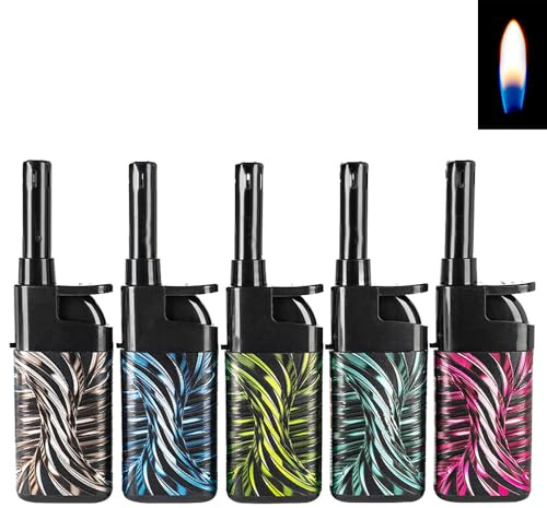 5X Stabfeuerzeug 10,5cm Candle Light Kerzenanzünder Softflamme Gas Feuerzeug BBQ Anzünder wiederbefüllbar Flammenstärke regulierbar (Coloured Twist)