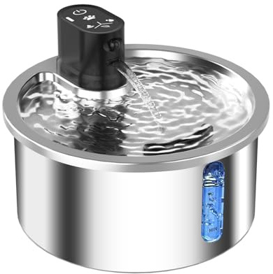 Wireless Cat Water Fountain Stainless Steel Automatic Pet Water Dispenser 4000mAh Battery Operated 3.2L/108oz Large Capacity Water Fountains for Cats Dogs