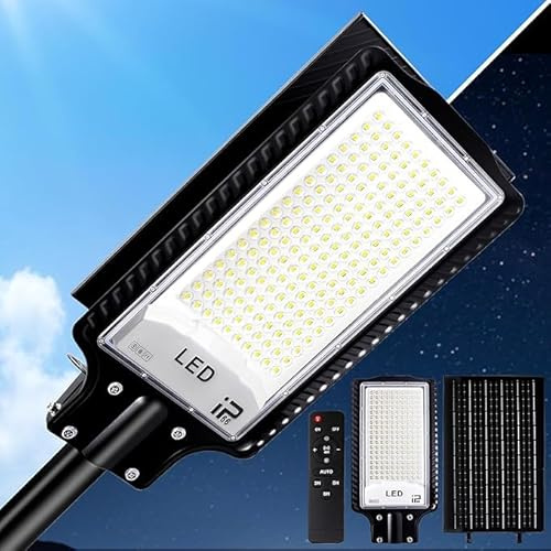 Eleganted LED Solar Straßenlaterne für Außen, 20000LM Solarlampe Außen mit Fernbedienung, Solar Straßenlampe Wandleuchte, IP66 Wasserdicht 6500K LED Außenlampe für Gärten Straßen Garage