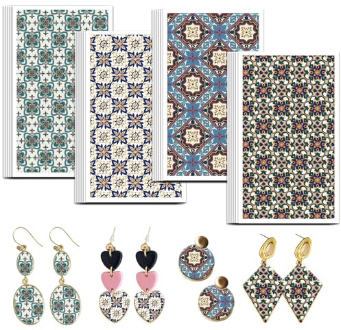 OLYCRAFT 24pz 4 stile Carta Da Trasferimento per Fiori di Datura Carta Da Trasferimento per Fogli di Argilla Polimerica con Motivo Vintage Carte Da Trasferimenti Floreale per Orecchini
