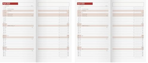 rido/idé Monats-Ersatzkalendarium Modell TM 11 (2025), 2 Seiten : 1 Monat, A6, 40 Seiten, weiß (Packung mit 2)