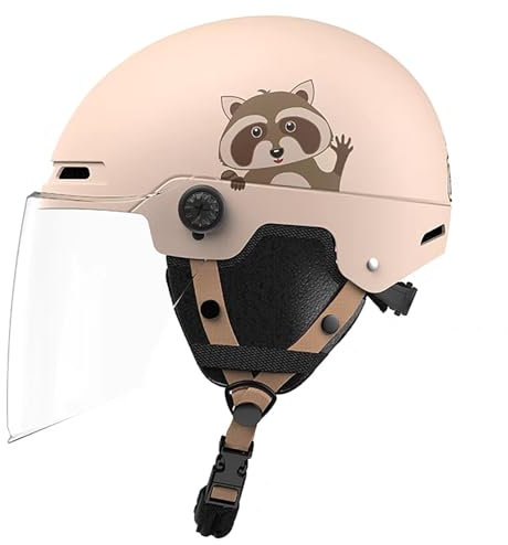 Casco Da Motociclista Aperto Certificato DOT/ECE, Casco Da Motociclista Mezzo Casco Con Visiera, Casco Da Motociclista Leggero Progettato Per Bambini D,50-54cm