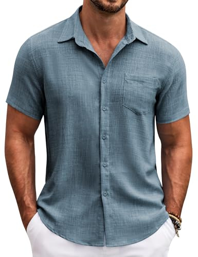 COOFANDY Prenda Masculina veraniega Corta Deportiva Normal Tejido Fresco costero con Compartimentos Azul Oscuro XXL