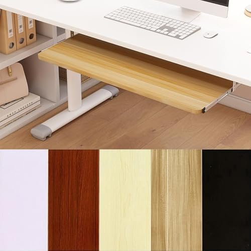 Vassoio For Tastiera, Vassoio For Tastiera Scorrevole, Supporto For Tastiera Scorrevole For Scrivania, Con Regolazione Dellaltezza Oscillante, Facile Da Installare For Casa E Ufficio(TEAK,54x27cm)