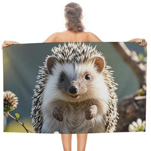 Beach Towel Schöner Igel Mikrofaser Duschtücher Schnell Trocknend Strandlaken Für Wandern Yoga Damen 80X130Cm