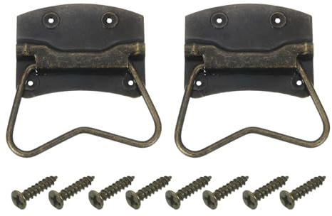 QUARKZMAN 2 Maniglie per Cassa, 103x67mm Anello Laterale di Sollevamento, Maniglie Metalliche per Scatole in Legno con Viti per Cassetti Valigie Attrezzi, Bronzo