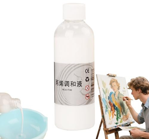 Solution de mélange de propylène, diluant à peinture acrylique, milieu de peinture acrylique, taille 100 ml pratique, compatible avec toutes les acryliques, 100 ml pour améliorer la cohérence
