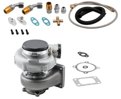 MfsREv GT35 GT3582 Universeller T3 -Turbolader mit Öl- und Kraftstoffleitungen Kompatibel mit über 600 Anwendungen