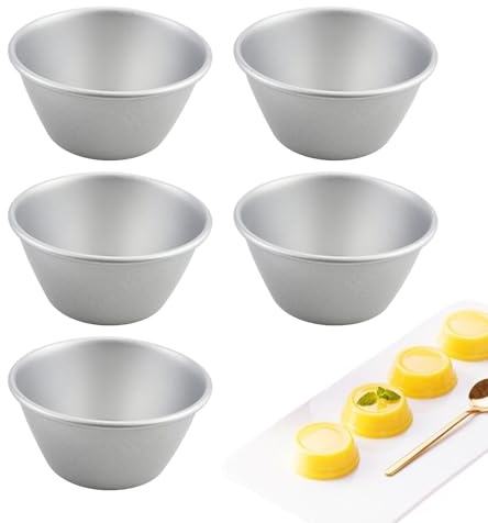 Gupcaqosjw Lot De 5 Moule À Flan, Moule À Pudding Inox, Moules À Cupcakes Et Muffins, 8,4 X 4cm Petits Bols À Sauce, Snack, Moule Tartelette, Pudding Portugais, Pasteis De Nata