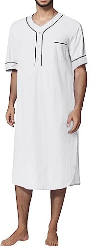 namaz elbisesi kadin, Abaya Herren Elegant Sommer Große Größe Jalabiya Thawb Islam Frühling Gebetskleidung Sommermantel Muslimische für Frauen Thobe Jellabiya mit Kopftuch Lang Kaftan, Weiß, S