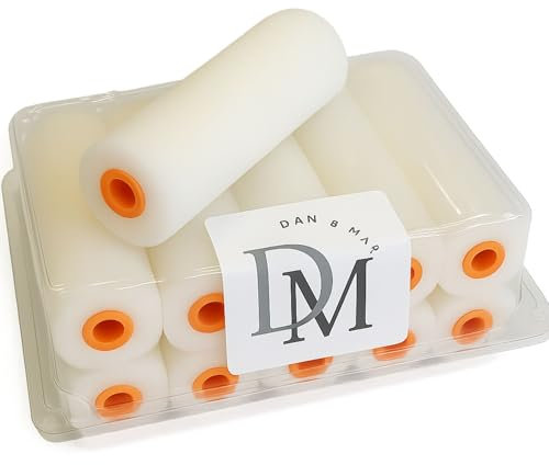 DAN&MAR® 10 Rodillo Recambio Espuma Poro 0. Mini Rodillo Espuma Poro 0 11 CM. Perfecto para Muebles Madera y pequeñas Superficies. Pinturas al Agua y Sinteticas. Acabado Liso Profesional-