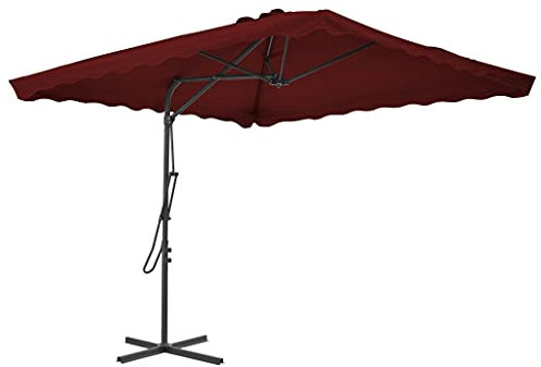 Parasol d'extérieur en Tissu Rouge Bordeaux, Acier thermolaqué, pour la Maison, Le Jardin, la Vie en Plein air, avec mât en Acier, Rouge Bordeaux, 250 x 250 x 230 cm