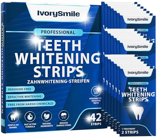 IvorySmile Professional Teeth Whitening Strips 20 Treatments | Safe for Enamel | Non Sensitive Teeth Whitening | Bright Smile Without Any Harm | Pack of 40 Strips + Mouth Opener Included
