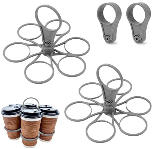 2 Stück Getränketräger mit Griff, Super Carry Getränkehalter für 6 Becher Faltbarer Becherträger Easy Storage Getränketräge Kaffeeträger für Versammlungen Camping