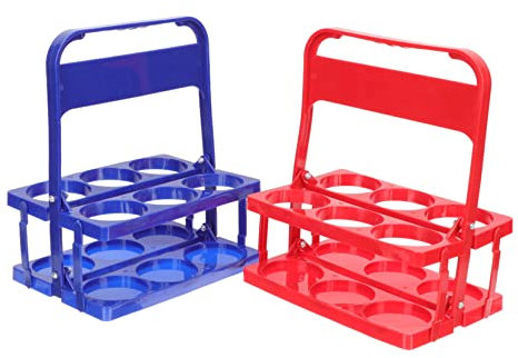 BEBEMOKO Soporte Plegable para Botellas De Cerveza y Vino 2 Unidades, Cesta De Plástico Resistente, Organizador Portátil para Bar y Ktv, Almacenamiento De Botellas Encimera, Azul y Rojo