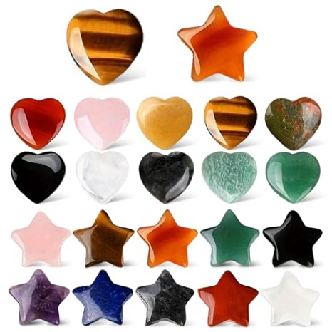 pclapora 20 Pièces Pierres Précieuses, Pierre de Guérison Naturelles, Pierre Précieuse Naturelles en Cristal d'Étoile, Set de Pierres Précieuses pour Méditation et Équilibrage, Décoration